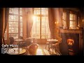 Crackling Fireplace &amp; Smooth Jazz Music Ambience 🔥 4K Morning Coffee Shop Ambience