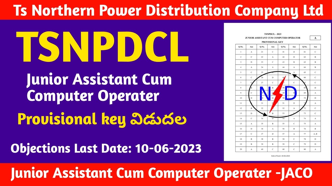 TSNPDCL JACO Provisional Key L Junior Assistant Cum Computer tsnpdcl-jaco-provisional-key-l-junior-assistant-cum-computer