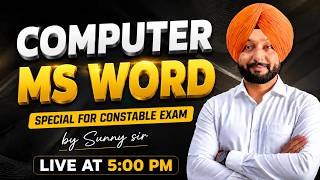 Class -11 Computer  | MS Word | 🔴 Live class for Punjab Police Constable Exam 2026 | Sunny Sir