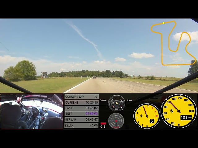 1:46.02 GingerMan Raceway (Extended Course 10B CW) Ferrari 488 ...