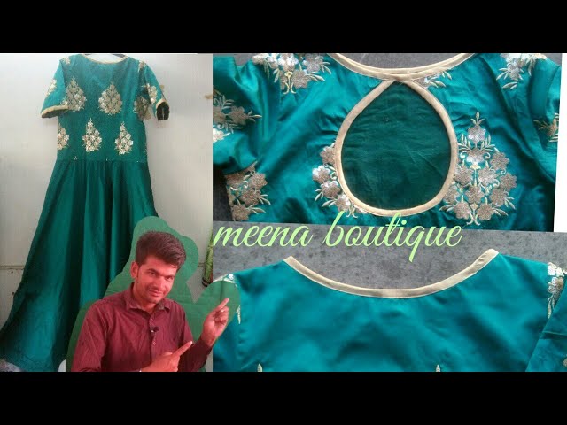 boat neck with keyhole and new model back neck designer long frock cutting  stitching - YouTube