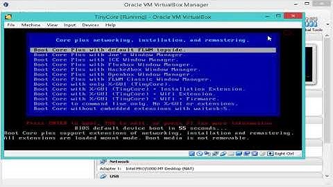 TinyCore linux VirtualBox Oracle