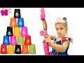 Nil and Nelly Play and build Colored Cups and Arrow kids toys