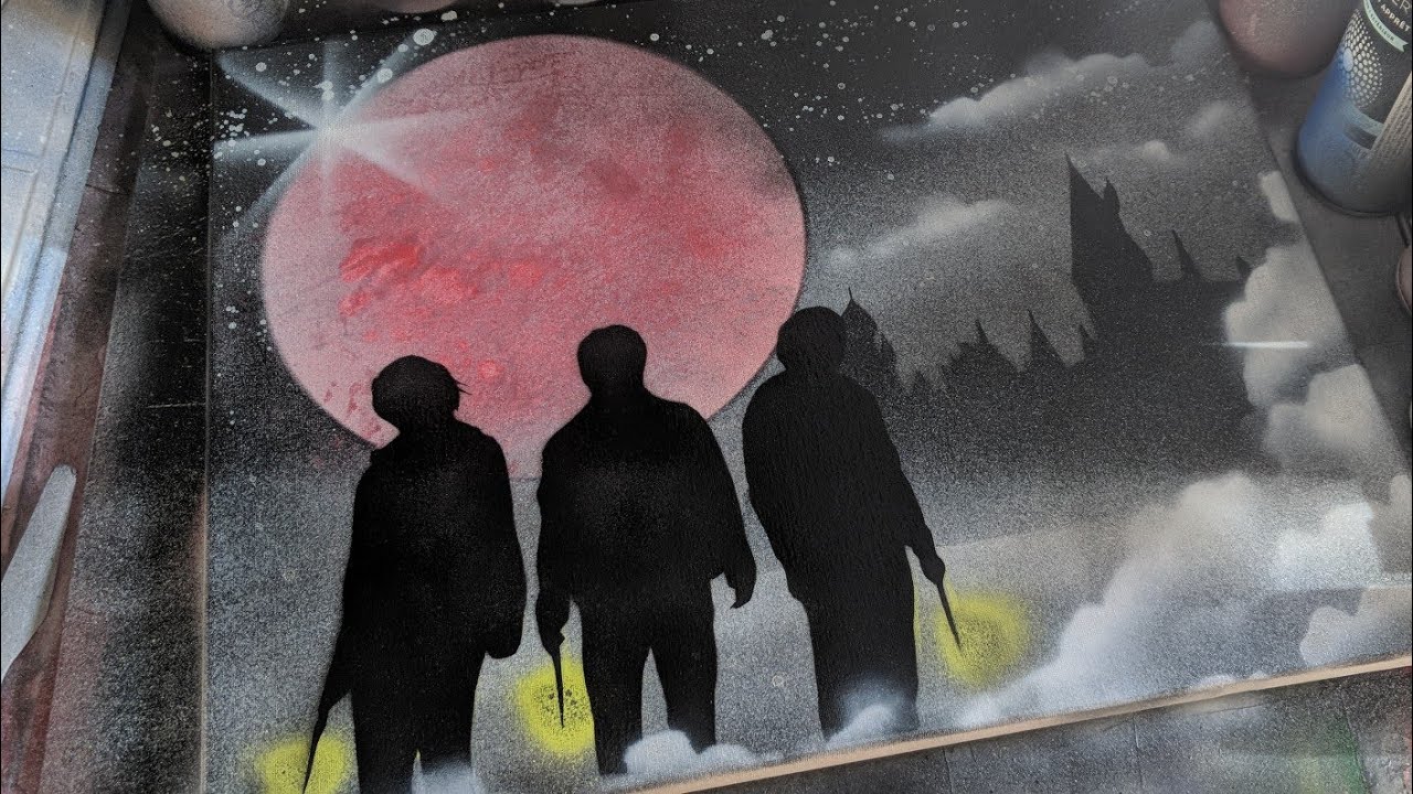 Hogwarts Finest. Harry Potter spray paint art. RBSPRAYART YouTube
