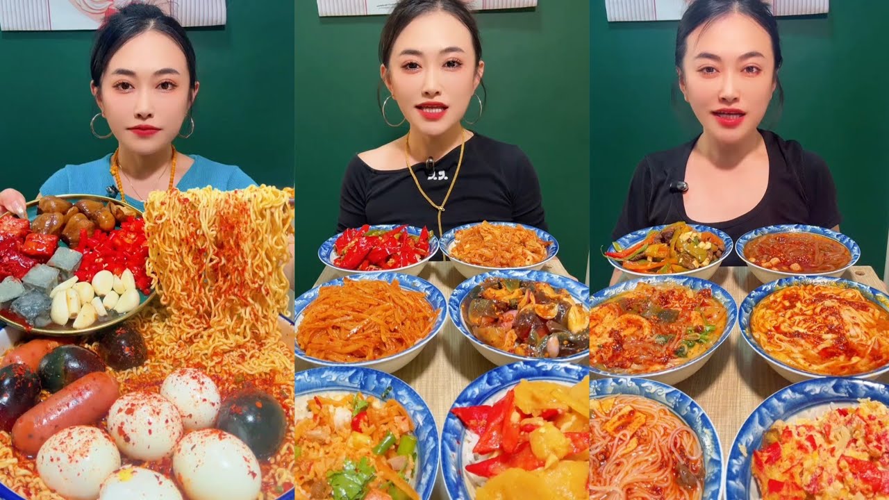 Mukbang Challenge Eating Rice 🍚 with food Spicy 🔥🥵 Noodles 🍜 🍖🥓 Meat#eatingsounds #noodles #yummy 