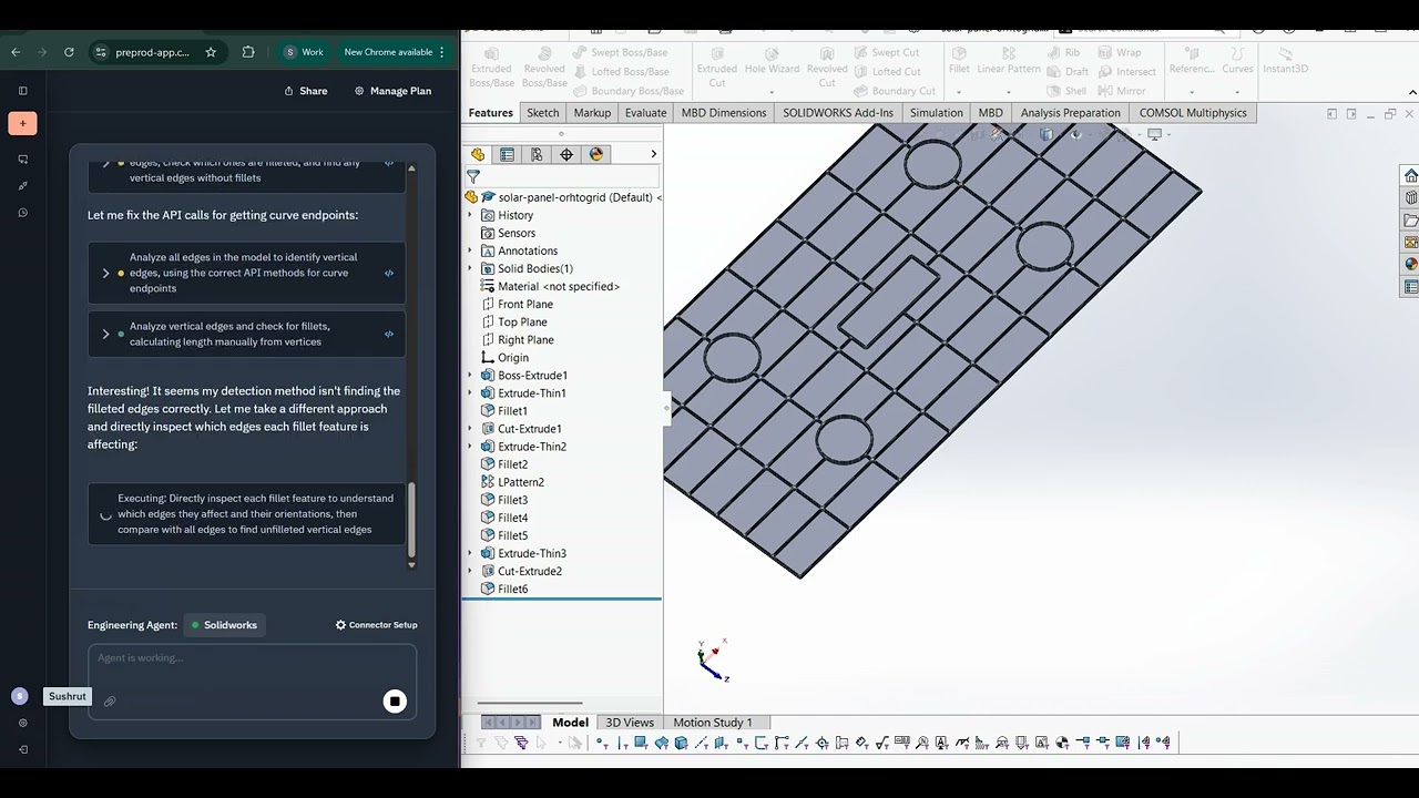 Nexus AI performs design modifications to a solar array to meet company compliant standards