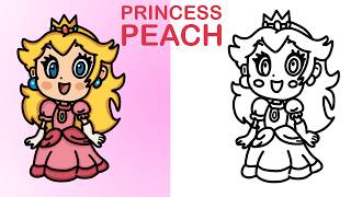 How to Draw Princess Peach 👑 Step by Step (SO EASY!) | Easy Drawing Tutorial for Beginners
