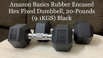 Amazon Basics Rubber Encased Hex Fixed Dumbbell, 20-Pounds (9.1KGS) Black