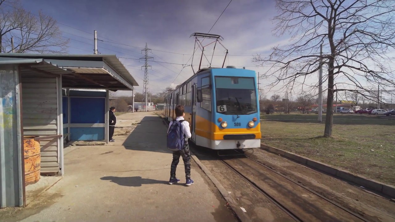 Bulgaria, Sofia, tram 6 ride from ZH. K. OBELYA-2 to 102-PO OY