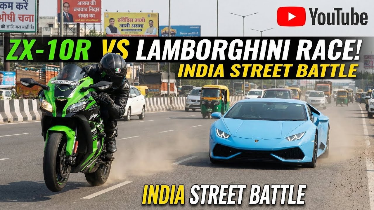 ZX10R vs LAMBORGHINI: The Ultimate Race on Indian Roads! 🏁🔥