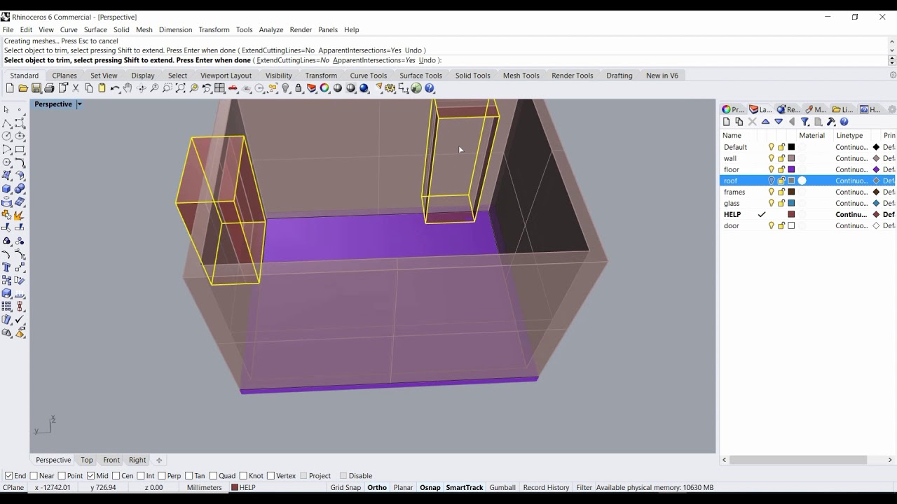 Rhino Tutorial: Building a Simple room in 3D Part 3 - YouTube