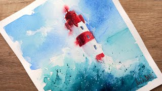 Акварельный скетч. Как нарисовать маяк акварелью. Watercolor sketch - how to draw a lighthouse.