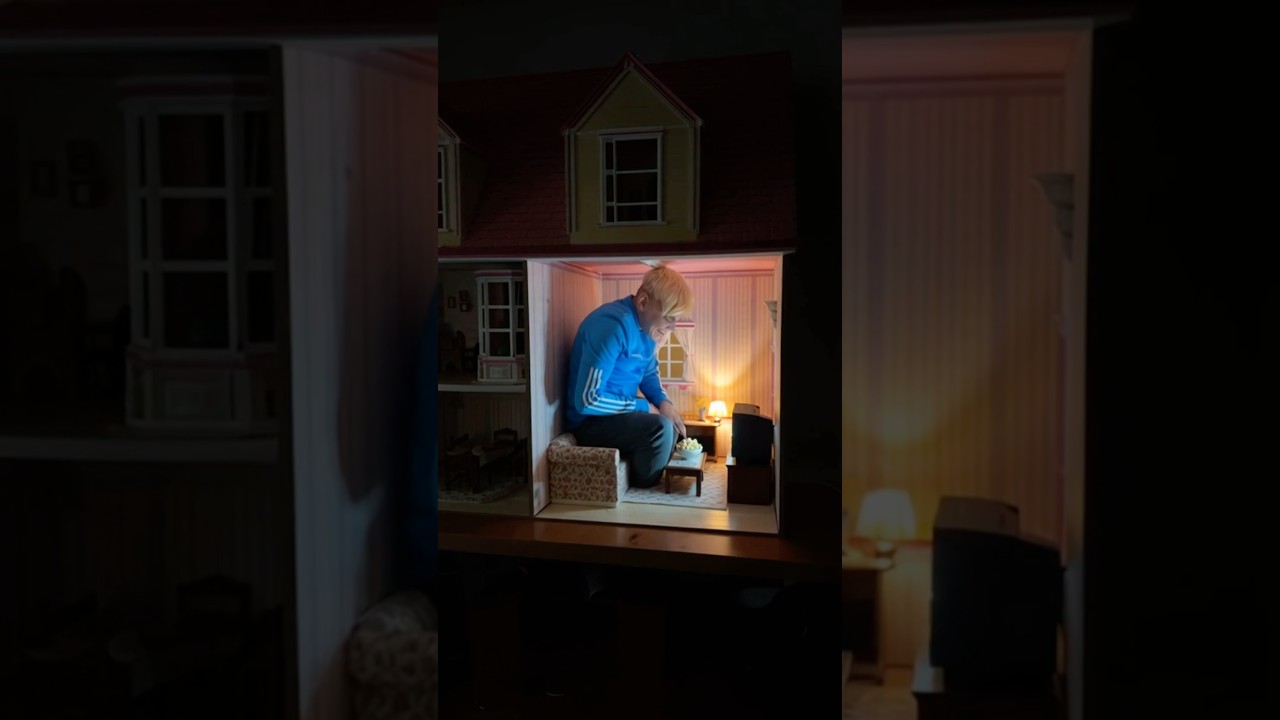 Watching a barbie soap opera at the dollhouse 🏠