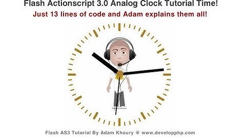 Flash Tutorial Analog Clock Actionscript 3.0 CS5.5 CS4 CS3 Round Wall Clock Animation