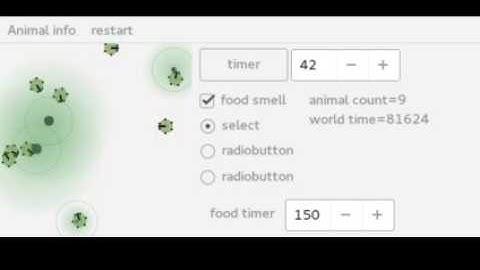 food seeking behavior based on neural network formed by evolution