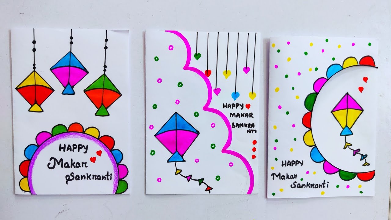 makar Sankranti card/diy makar Sankranti greeting card/Sankranti card ...