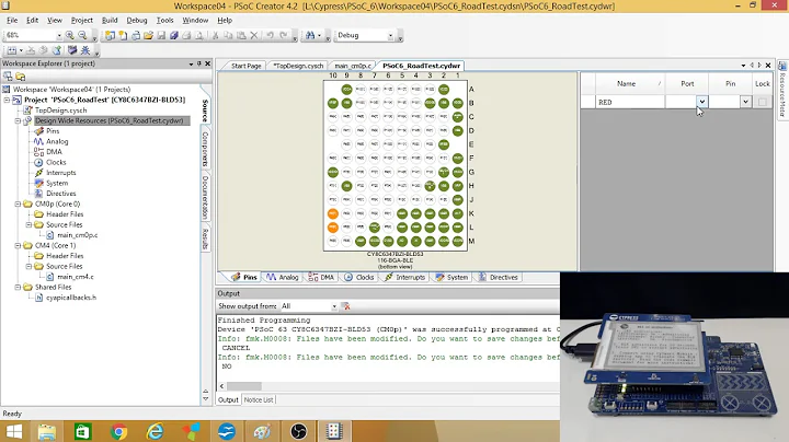 Cypress PSoC6 BLE Pioneer Kit Hardware Blinky