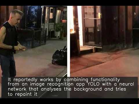 'Bye Bye Camera' app removes people from photos, fills background - YouTube