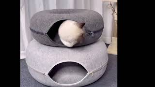 Donut Cat Bed Pet Cat Tunnel Interactive Game Toy Cat Bed Dual-use screenshot 2