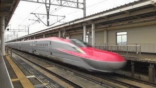 東北新幹線 E6系S12編成+E5系S11編成 くりこま高原駅高速通過 Shinkansen passing
