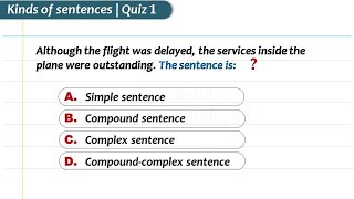 Sentences Quiz 1 by Quality Education | Simple, Compound, Complex & Compoundcomplex sentences