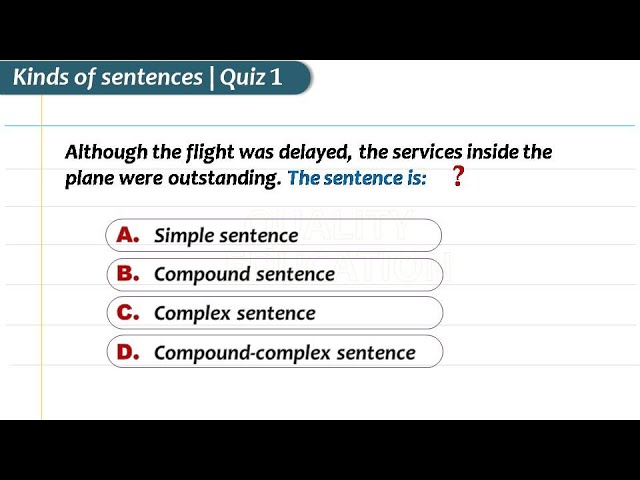 Sentences Quiz 1 by Quality Education | Simple, Compound, Complex & Compound -complex sentences - YouTube