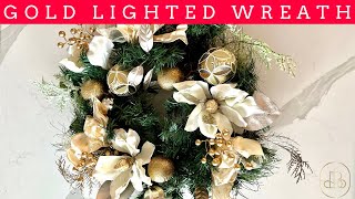 Get That Luxurious, Festive Feeling With This 24 Inch Champagne Gold Lighted Wreath!