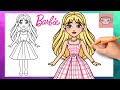 كيفية رسم باربي بثوبها الوردي فيلم باربي مارغوت روبي درس رسم سهل وجميل 