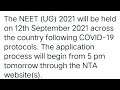 breaking news neet exam date 2021  | neet 2021 latest news today | neet exam date 2021 latest news