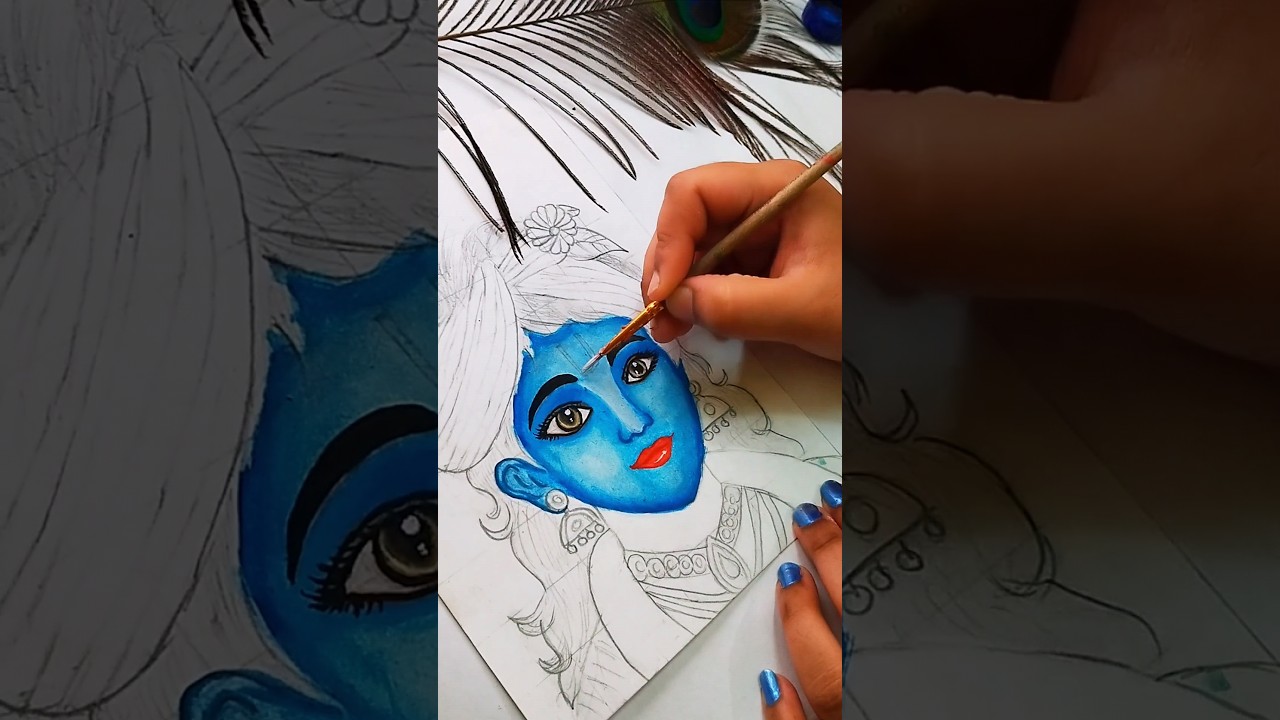 Krishana ji drawing with watercolours ❤🌸 radha krishana drawing || 