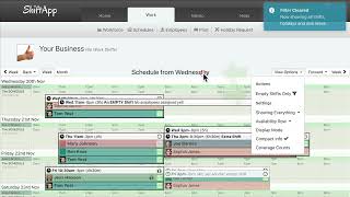 ShiftApp Employee Scheduling Navigation and Display