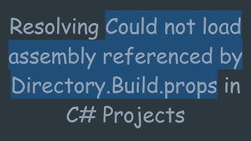 Resolving Could not load assembly referenced by Directory.Build.props in C# Projects