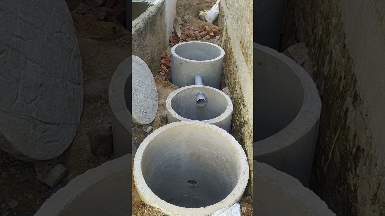 Sewer manhole of rural septic tank with green plastic cover, sewage system.  Sewerage networks for country houses Stock Photo - Alamy