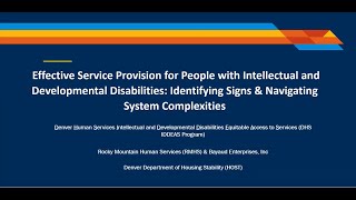 Denver's  Intellectual and Developmental Disabilities Equitable Access to Services (IDDEAS) Program