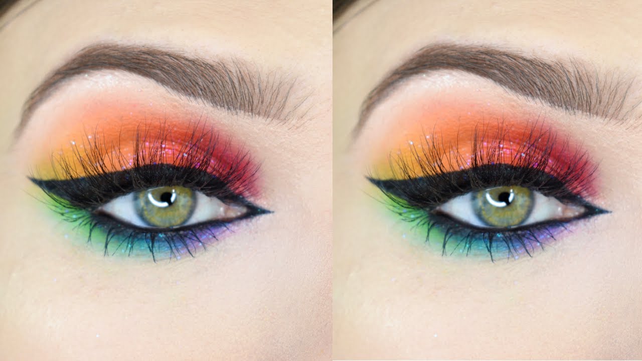 rainbow smokey eye with a dramatic winged liner  | 