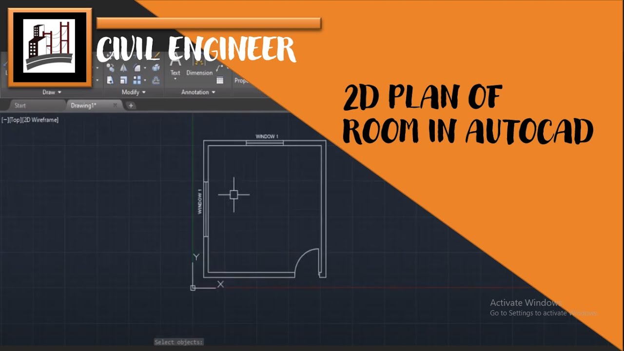 2D plan of room in AutoCAD 
