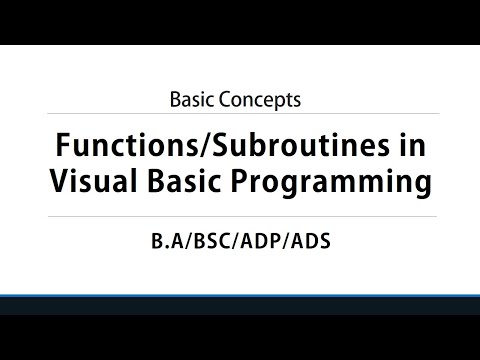 Functions/Subroutines in Visual