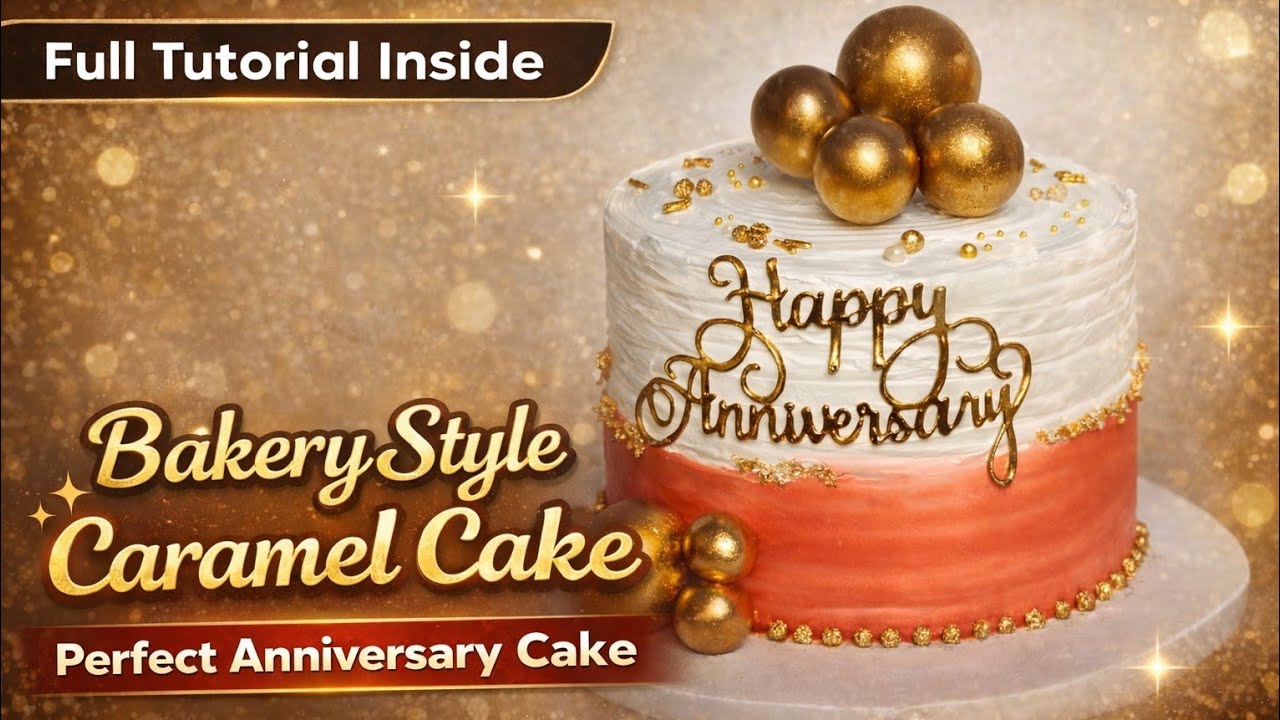 Home Made Bakery Style Caramel Cake | Easy Anniversary Cake Tutorial
