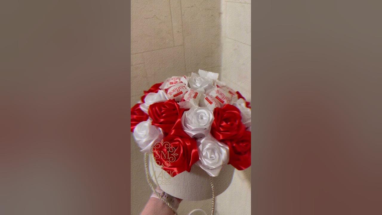 Атласные розы в коробочке с конфетами. Снасть сборку набора ? # ...