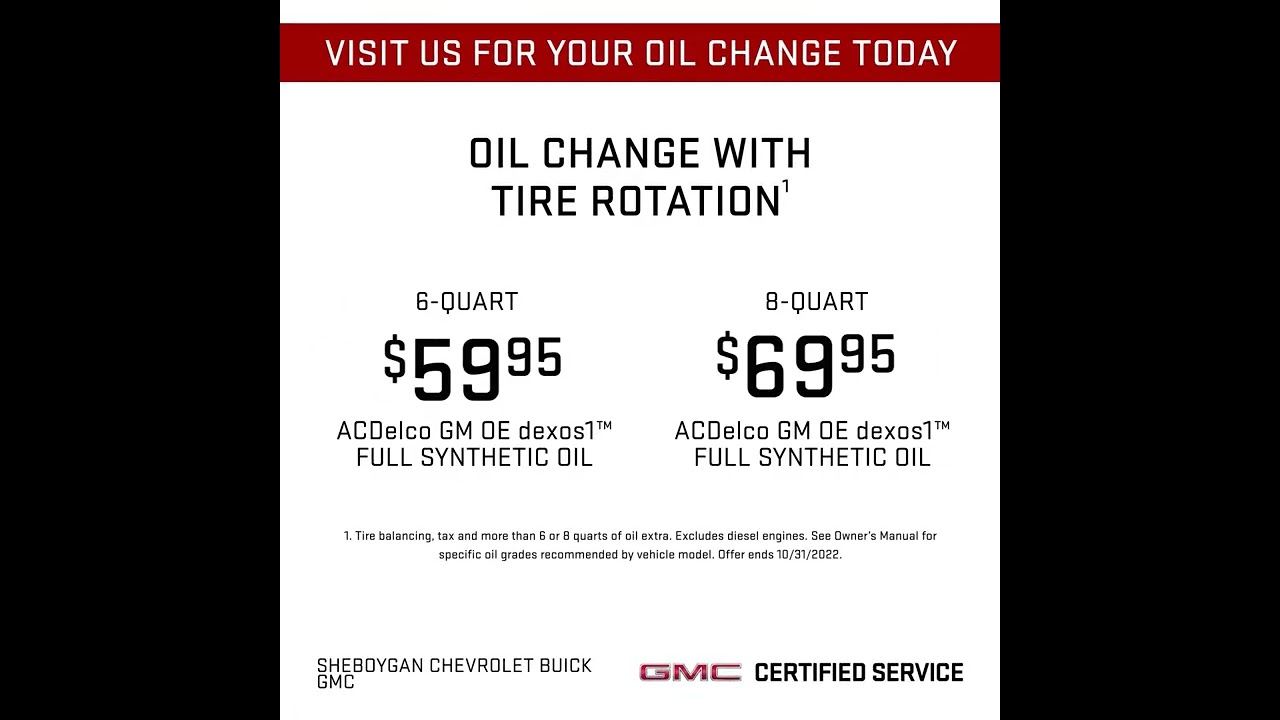 Car Care 2022 Promo 05 GMC Oil Change plus Tire Rotation Coupon Video WISCONSIN WI - SOLD