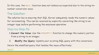 Solving the Auto Increment Issue in SQL Server Strings: How to Get the Next Value After 1000