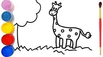 Vẽ chú hươu cao cổ đơn giản Và Tô màu Cho Bé| Dạy Bé Vẽ |Dạy Bé Tô Màu |Drawing and coloring giraffe