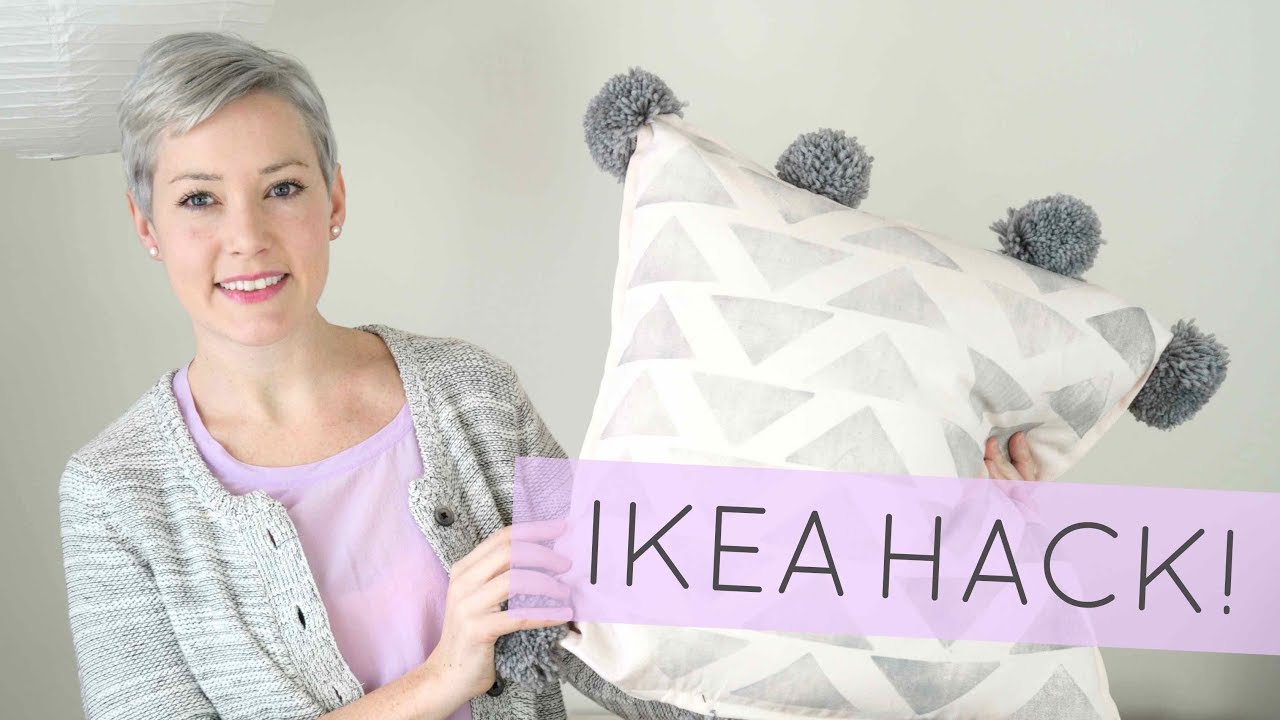 Patterned Pom Pom Pillow DIY Ikea Hack