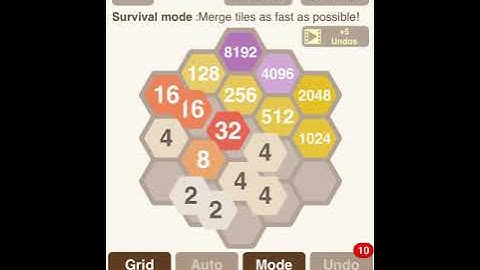 2048 hexagon survival mode: my first ever 16384 tile (read description)