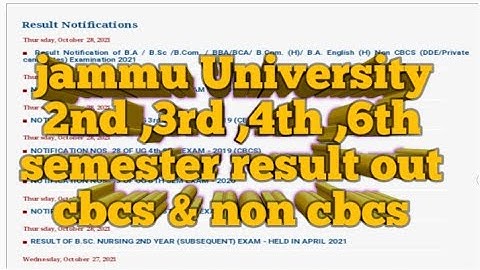 jammu University 2nd ,3rd ,4th ,6th semester result out cbcs & non cbcs