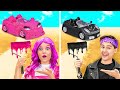 PINK VS BLACK CAR CHALLENGE 💖🖤 From Poor Barbie to Rich 💔 One Colored Challenge By 123 GO! TRENDS