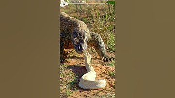 Epic! RAREST Albino Cobra vs komodo #cobra #komodo #wild