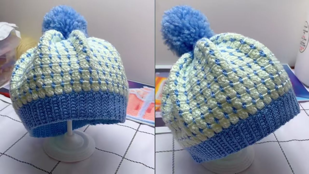 Beginner Crochet Hat Tutorial | Two-Color Grid Pattern - YouTube