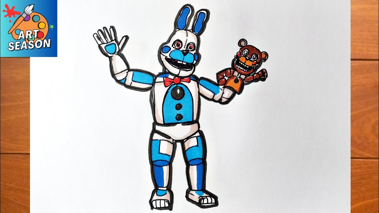 Cómo DIBUJAR y PINTAR a 🐰FUNTIME BONNIE🐇 de FIVE NIGHTS AT FREDDYS/How to  DRAW FUNTIME BONNIE 