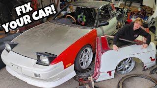 How to Replace a Quarter Panel pt1  Project 240sx